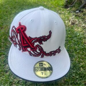 New Era White Cap with Red Embroidery